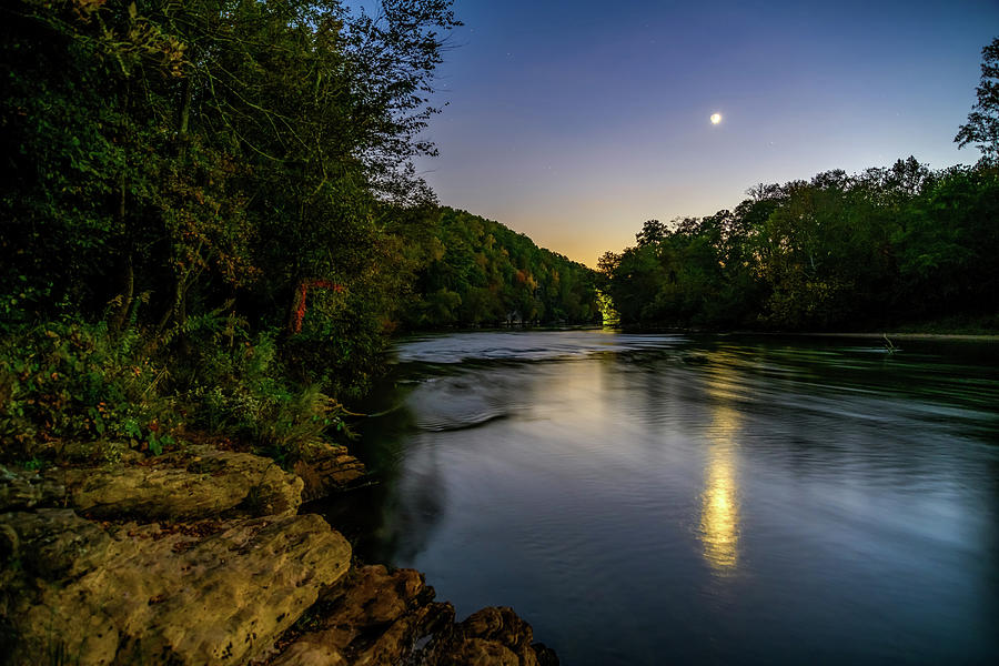 Chattahoochee River - Morgan Falls After Dark Photograph by Anthony Hightower