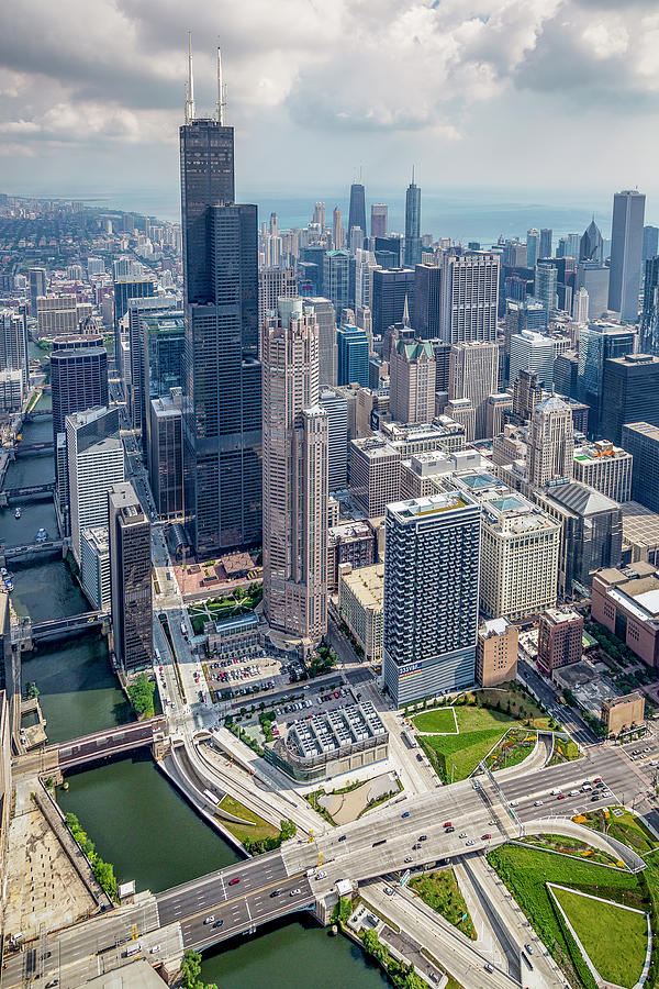 Chicago River and Willis Tower Photograph by Adam Romanowicz - Metal ...