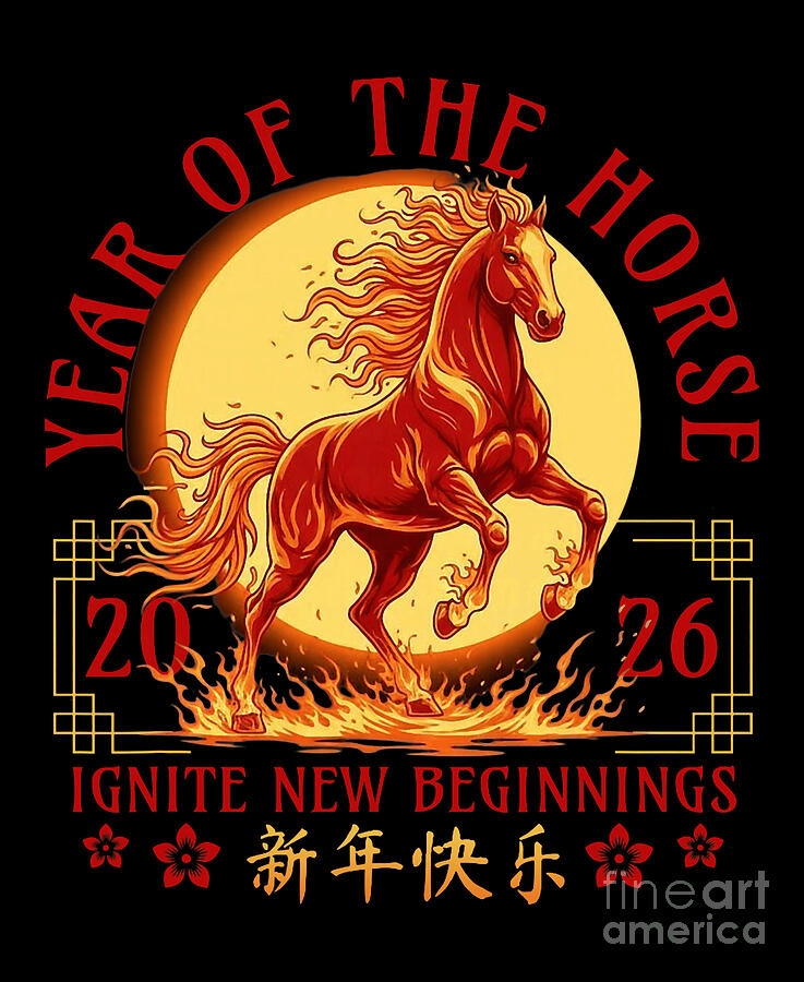 Chinese New Year 2026 Year of The Fire Horse Digital Art by Studi Alex ...