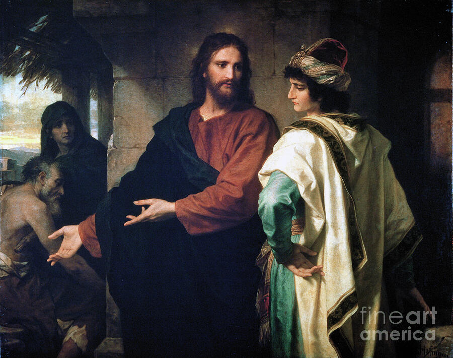 Christ and the Rich Young Ruler, Heinrich Hofmann, 1889 - religious art print