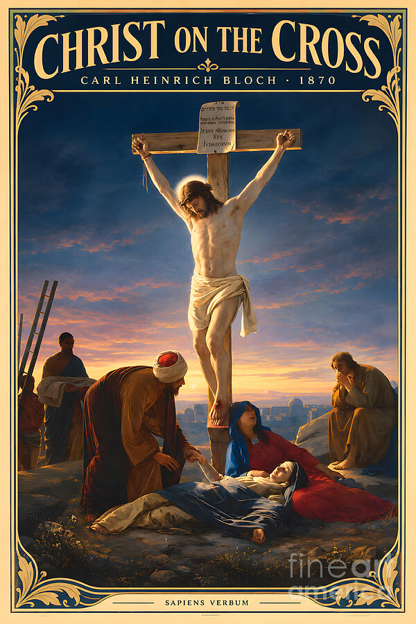 Christ on the Cross vintage art poster by Sapiens Verbum