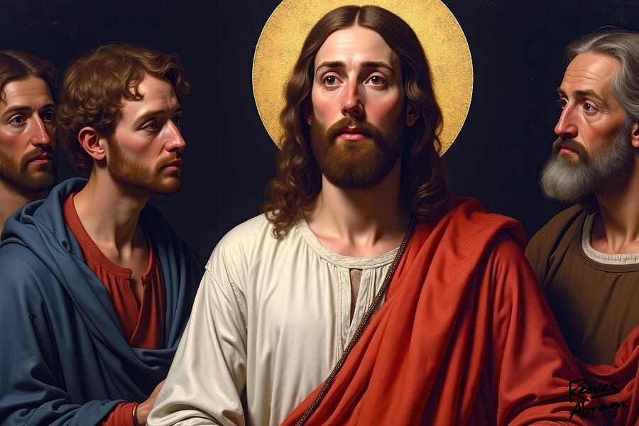 Christ Surrounded by Disciples Digital Art by Reeves Abram - Pastor Reeves Studio - Metal Posters