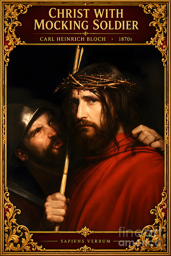 Christ with Mocking Soldier by Carl Bloch, vintage art poster by Sapiens Verbum