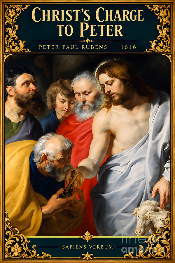 Christ’s Charge to Peter by Peter Paul Rubens, vintage art poster by Sapiens Verbum