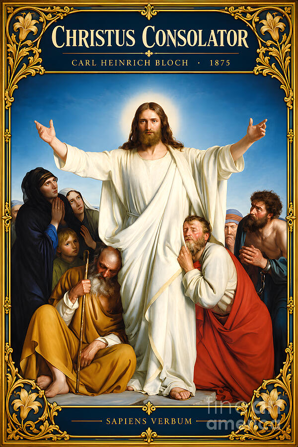 Christus Consolator by Carl Bloch, vintage art poster by Sapiens Verbum