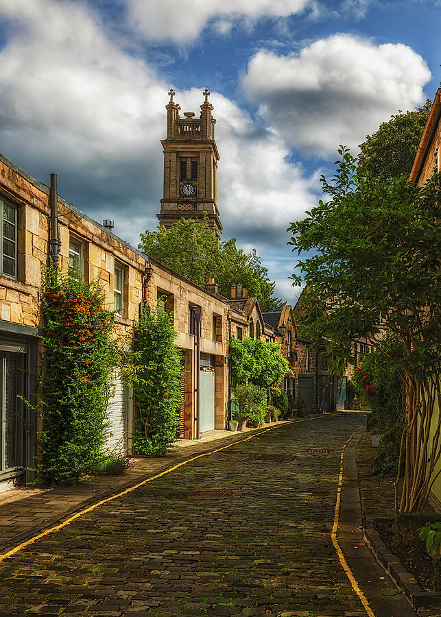 Charming Old Town Street Photograph - Circus Lane in Edinburgh by Kevin Schwalbe