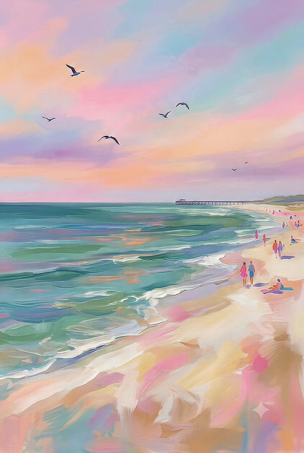 Serene Beachfront at Sunset Digital Art - Clearwater Beach Florida Beachfront at Sunset by Nature Oil Painting