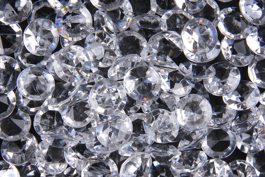 Close Up Of The Diamonds On Black Background Photograph by Severija Kirilovaite