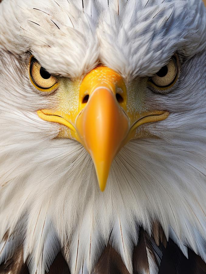Eagles Gaze - A Captivating Closeup of a Bald Eagle Mixed Media by Land of Dreams