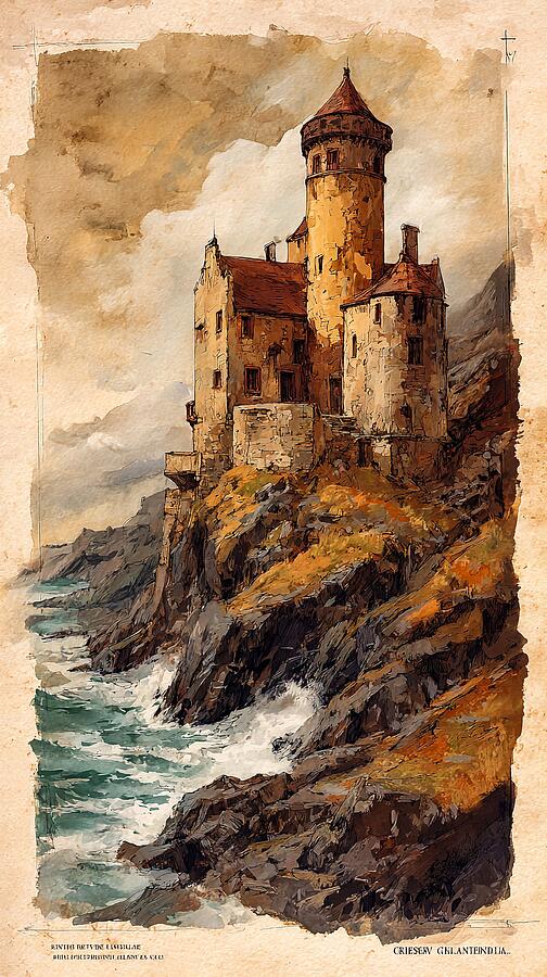 Coastal Medieval Fortress A Majestic Castle on Rocky Cliffs A of a ...