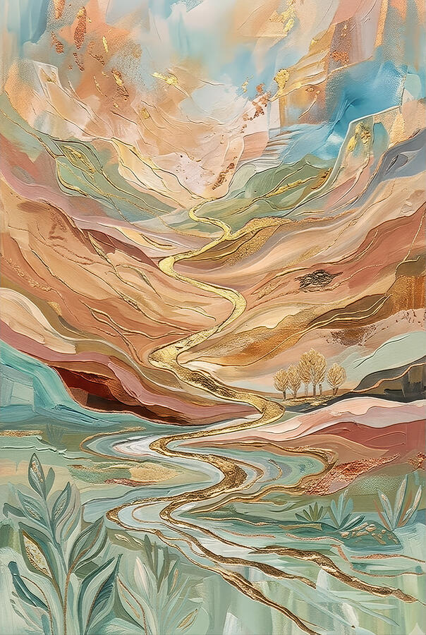 Colorful Mountain Stream Digital Art - Colorful Mountain Stream by Nature Oil Painting