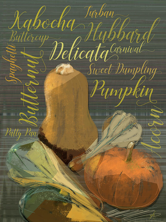 Colorful Squash and Pumpkin Varieties Digital Art - Bounty #1 by Gina Harrison
