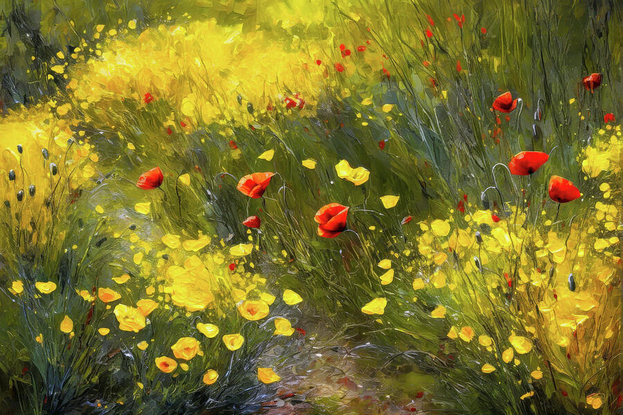 Colorful Wildflower Meadow Ai Art - Colorful Wildflower Meadow by Ursula Abresch