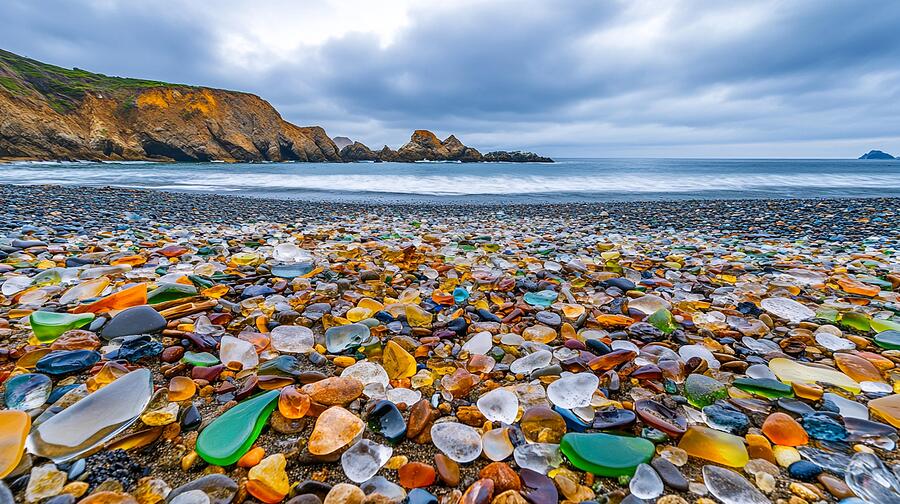 天然石seaglass art ✴︎ゆめのまち Colors of the Sea Glass Digital Art by Sven Andersen - Metal Posters