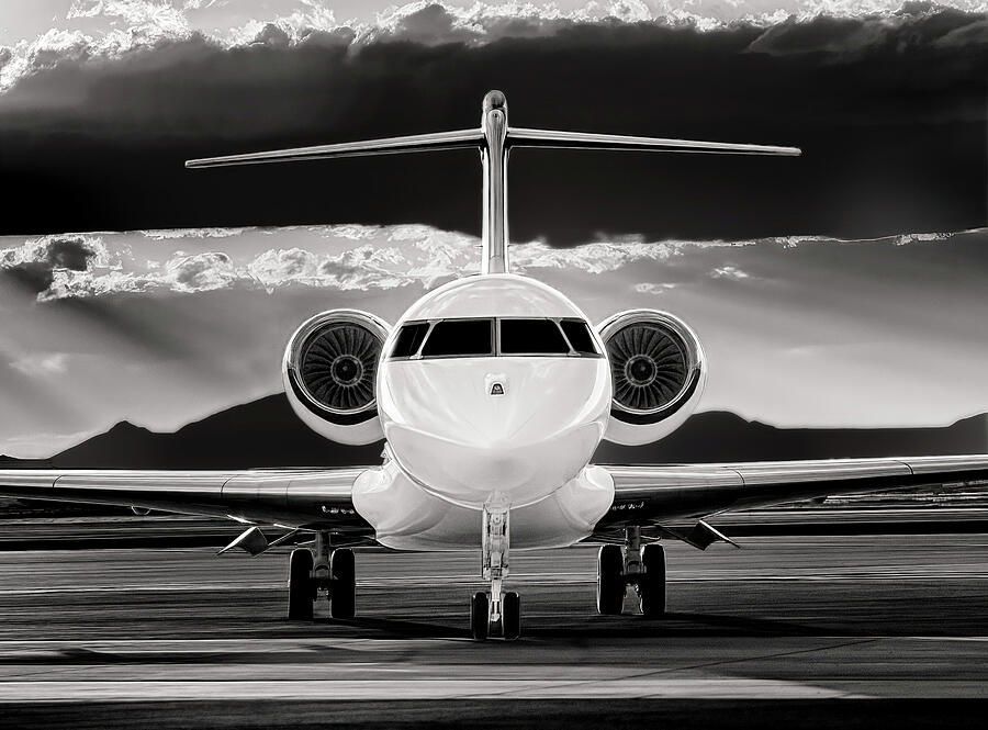 Jetliner on Runway at Sunset Photograph - Command Presence on the Tarmac by Dave Koch - Aircraft Photography