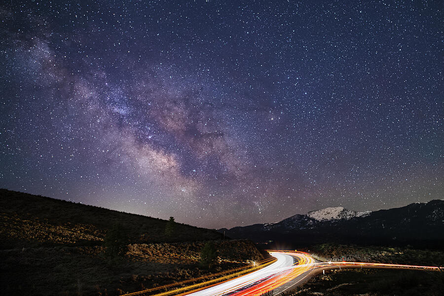 Commute to the Core - US 395 at Bass Hill - Lassen County CA Photograph by Mike Lee