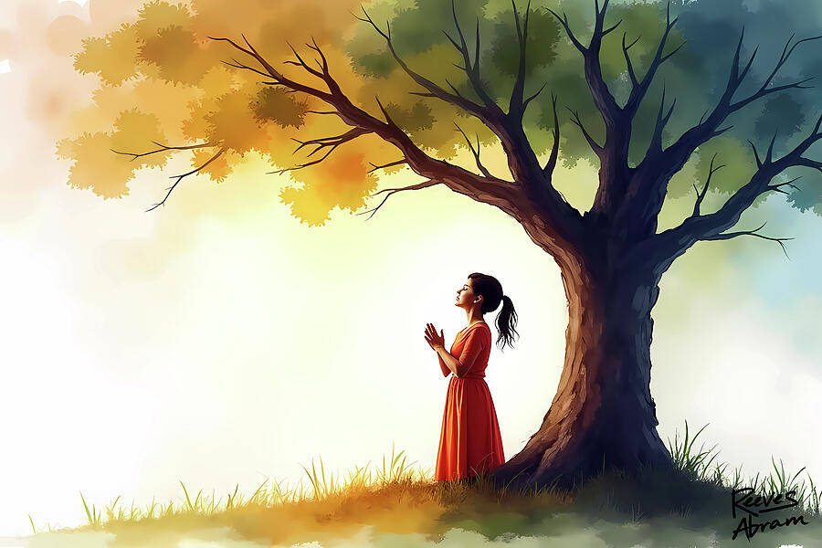 Prayerful Contemplation in Nature Mixed Media by Reeves Abram - Pastor Reeves Studio - Metal Posters