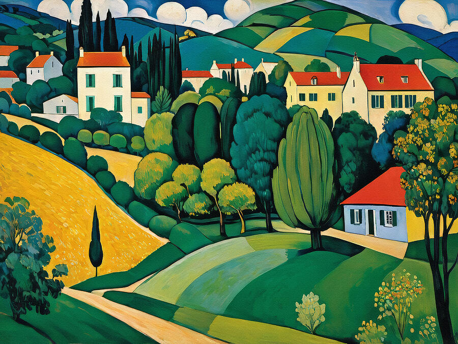 Tuscan Village Among the Hills by Deborah League