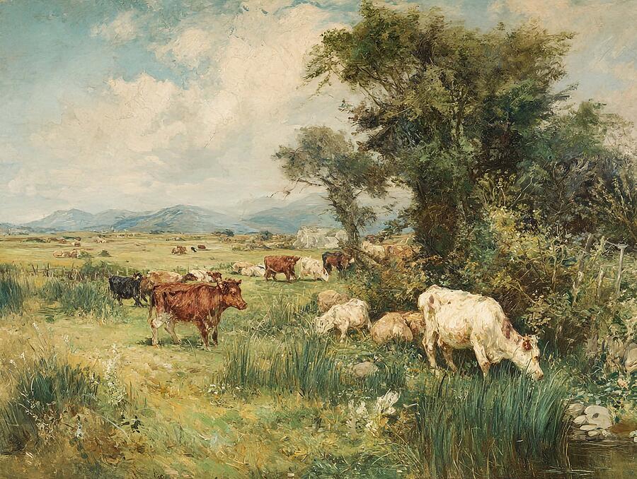 Countryside Scene Cattle In Field Rural Landscape Ayrshire Cattle ...