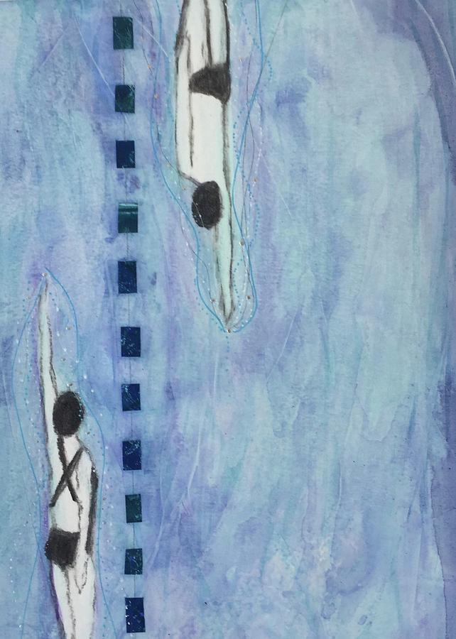 Couples Swim Mixed Media by Mary Conner