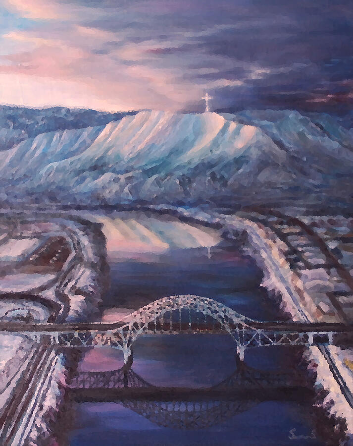 Cross on the Hill. Wenatchee Valley looking South Painting by Sasha S Fair