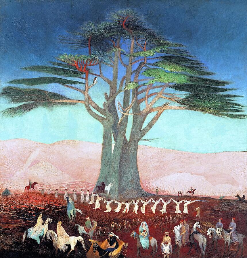 Pilgrimage to the Lonely Cedar Painting - Csontvary paintings - Pilgramage to the lonely cedar in Lebanon, allegoric landscape by Csontvary Kosztka Tivadar