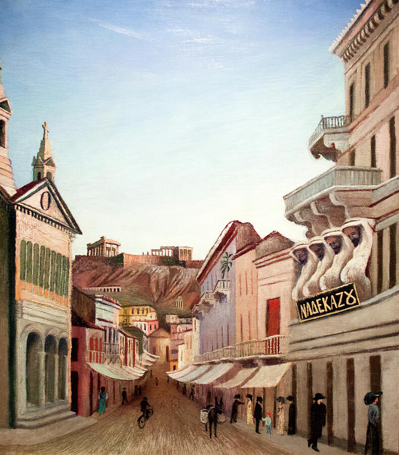 Street Scene in Athens 1900s Painting - Csontvary paintings - Street in Athens, Greece 1900s by Csontvary Kosztka Tivadar