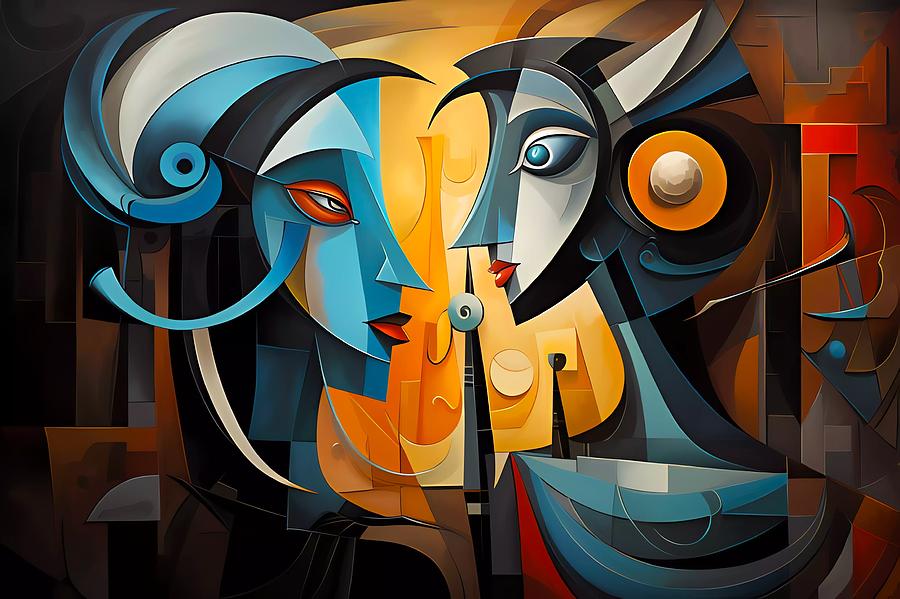 Cubist interpretation of the tale of Beauty and the Beast No 2 Digital Art by Andre Petrov
