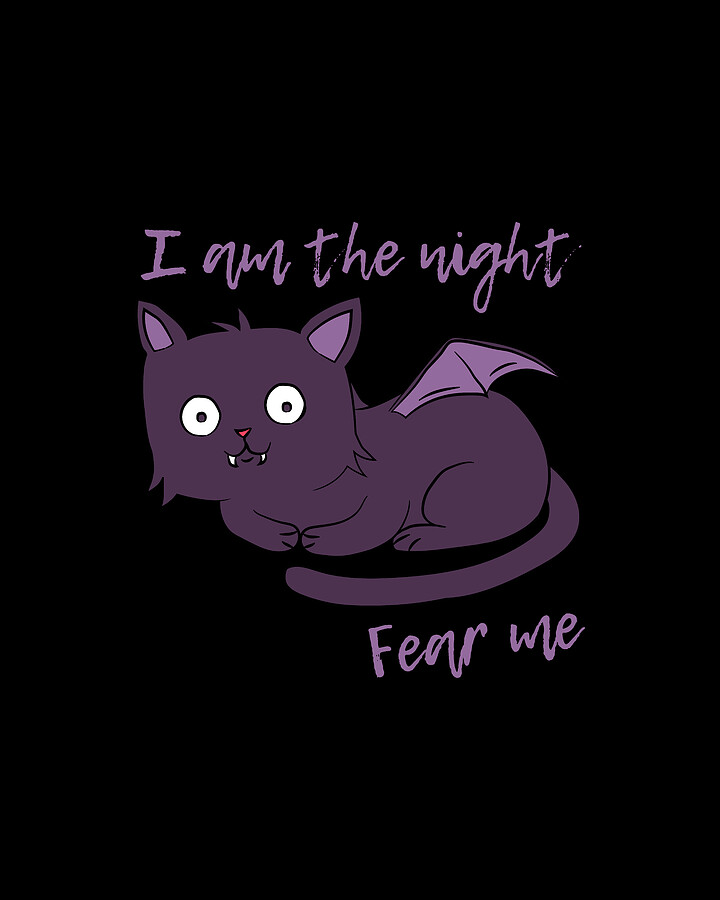 Cute Halloween Cat I Am the Night Fear Me Digital Art by Flippin Sweet Gear