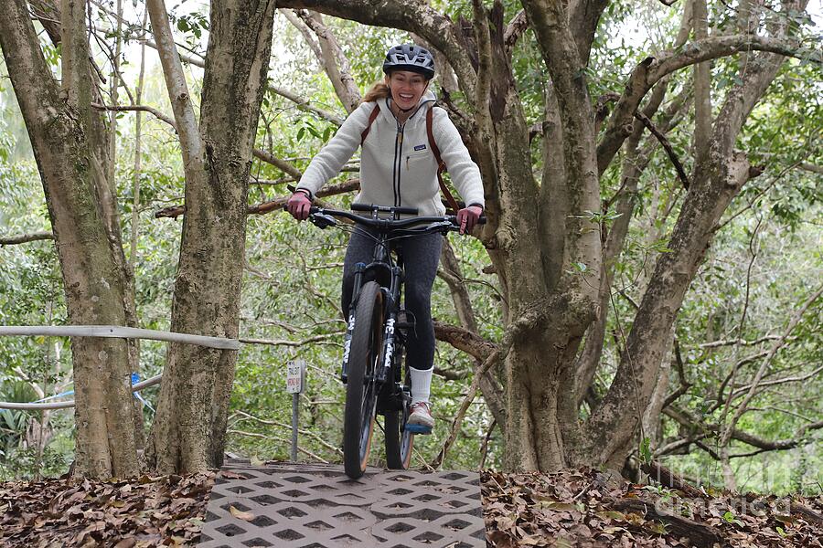 Cyclist on a Forest Trail Photograph - Cyclist on a Forest Trail 2454 by Donn Ingemie