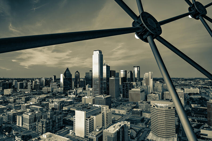 Dallas Texas Skyline From Reunion Tower - Sepia Monochrome by Gregory ...