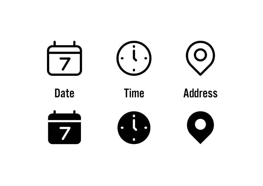 Date time address icons Drawing by Enis Aksoy