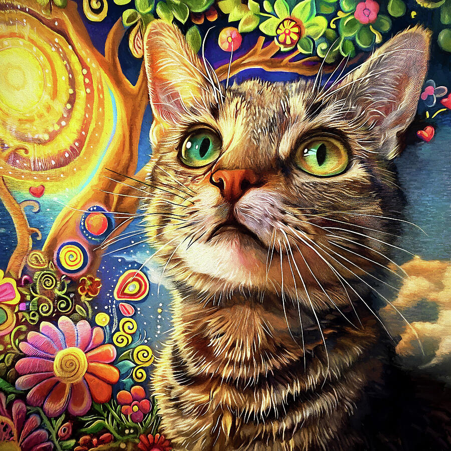 ヴィトン キャットアート アートフレーム TGHMH137 Daydreaming Cat in Summer by Peggy Collins