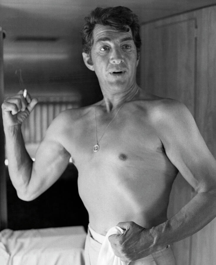 Dean Martin bare-chested muscular Smoking Candid by Silver Screen