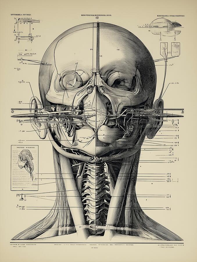 Detailed Anatomical humanoid Head Diagram Ai Art by Fabrizio Cassetta ...