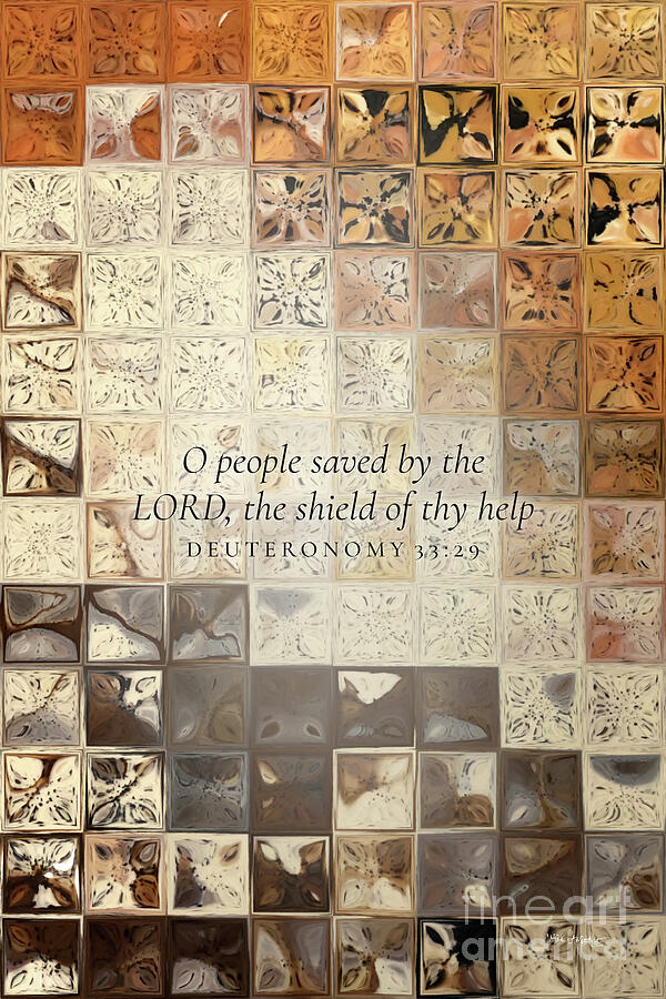 Deuteronomy 33 29 Bible Verse Wall Art, The Shield Of Thy Help Painting by Mark Lawrence