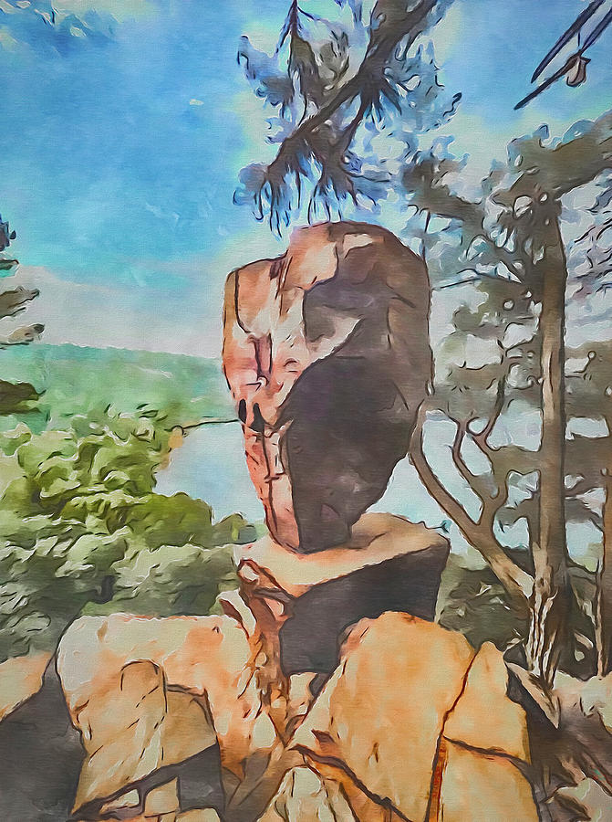Devils Lake State Park Balanced Rock Painting by Dan Sproul