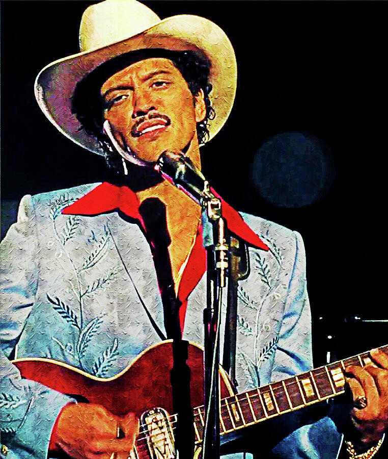 Die with a Smile, Bruno Mars on Stage Digital Art by Gradify Creations