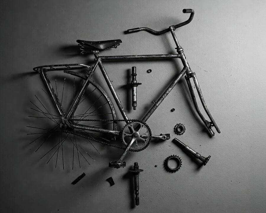disassembled-bicycle-a-black-and-white-fine-art-photograph-by-bob