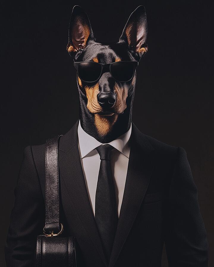 Doberman of Mystery Digital Art by Ben Tomball - Metal Posters