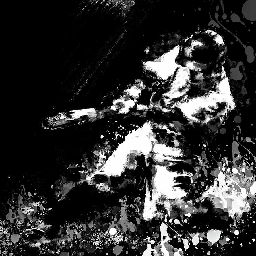 Dynamic Black and White Abstract Digital Art - Dodgers vs Blue Jays BW by Gradify Creations