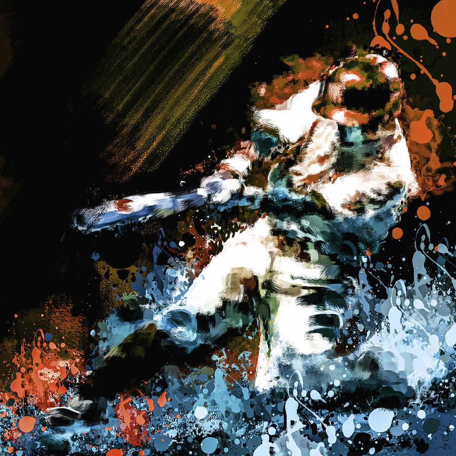 Dynamic Baseball Batter Splash Art Digital Art - Dodgers vs Blue Jays by Gradify Creations