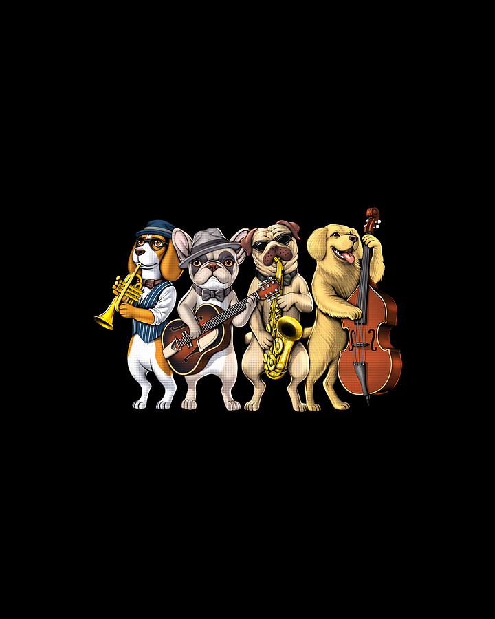 Dogs Jazz Musicians Digital Art by Nikolay Todorov - Metal Posters