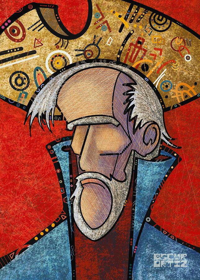 Abstract Portrait of a Bearded Man Digital Art - Don Q by Oscar Ortiz