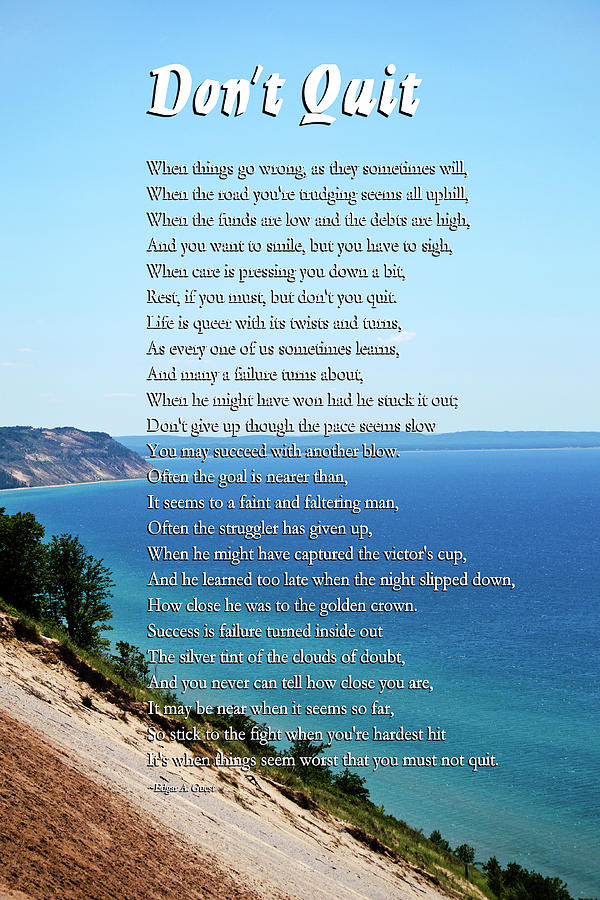 Christina Rollo Don't Quit Inspirational Poem Mixed Media by Christina Rollo - Metal ...