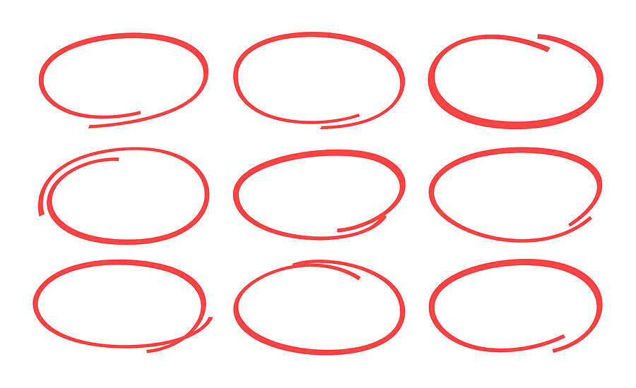 Drawn Line Circles Editing Marking Highlight Reminder Design Elements Drawing by Filo