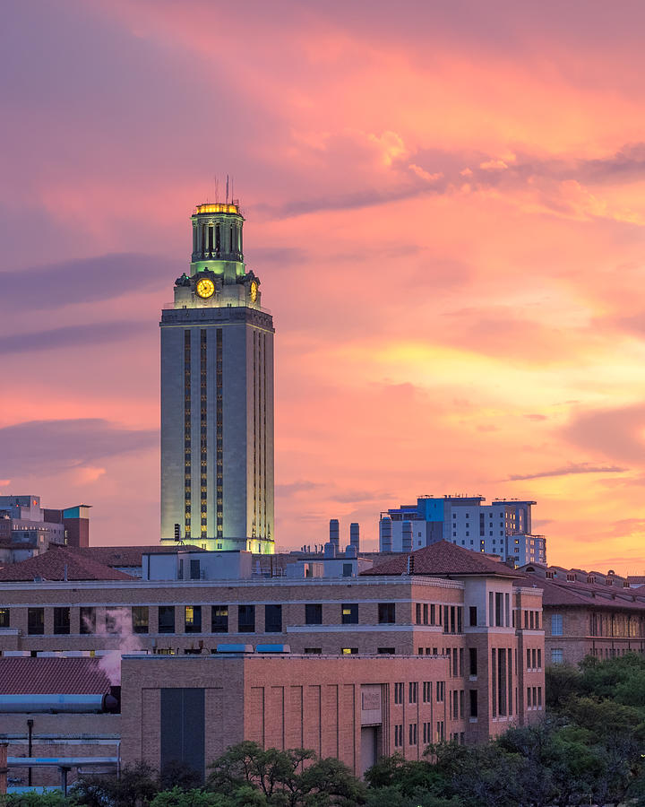 UT Austin Tower at Sunset Photograph - East Campus by Slow Fuse Photography