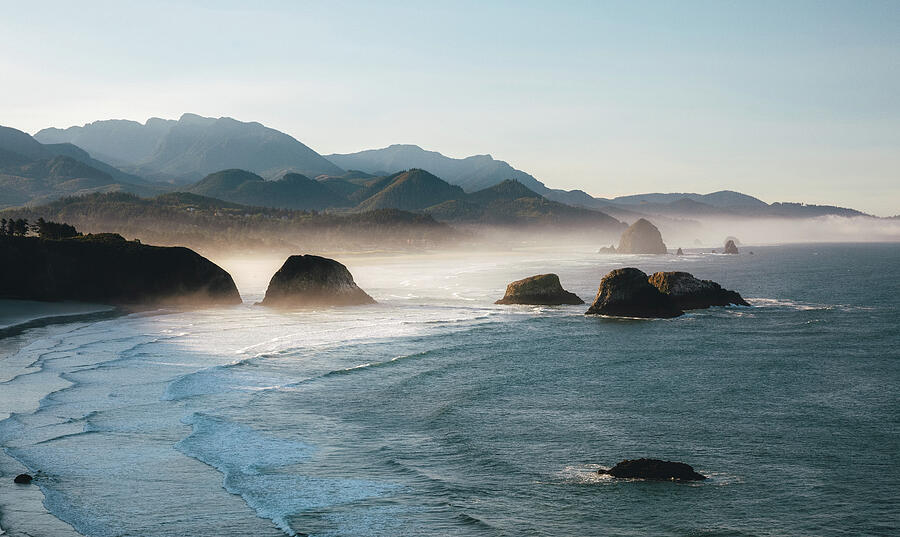 Misty Coastal Landscape Photograph - Ecola State Park Oregon Coast by Dan Sproul