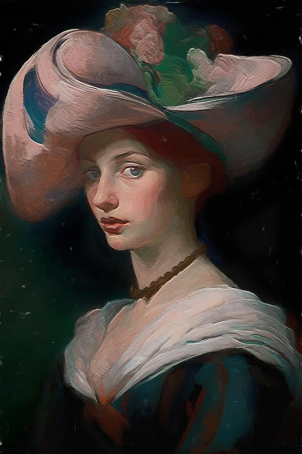Elegant Woman in Large Hat Digital Art - Elisabeth Vigee Le Brun With A Hat by Nature Oil Painting