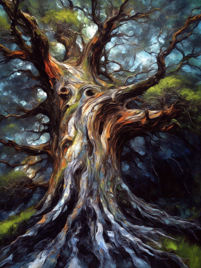 Enchanted Ancient Tree Ai Art - Enchanted Ancient Tree by Ursula Abresch